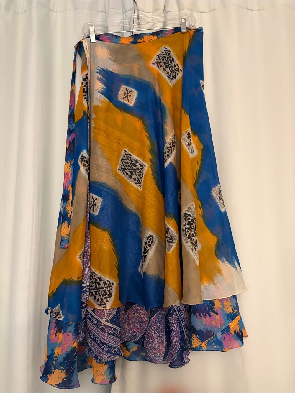 Women’s Reversible Wrap A-Line Skirt in Multi-Color Print - Picture 7 of 8